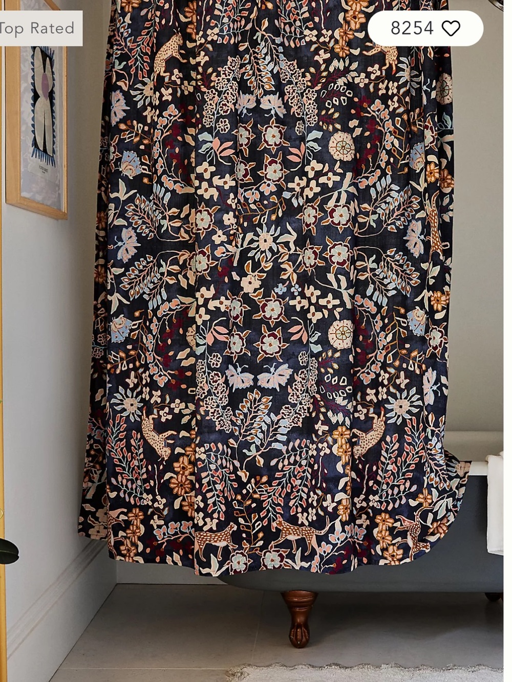 Anthropologie Printed Cotton Slub Shower Curtain Collection in Lacey Blue - Picture 2 of 4